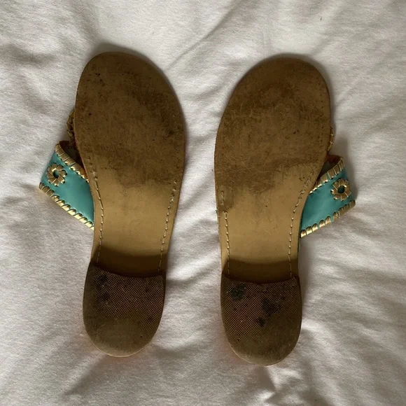 JACK ROGERS turquoise and gold. Size 9.5. - Picture 2 of 2